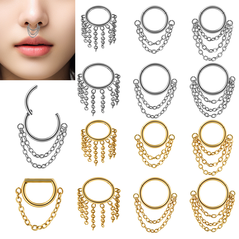 Body Jewelry Septum - 1pcs Surgical Steel Chain Dangle Septum