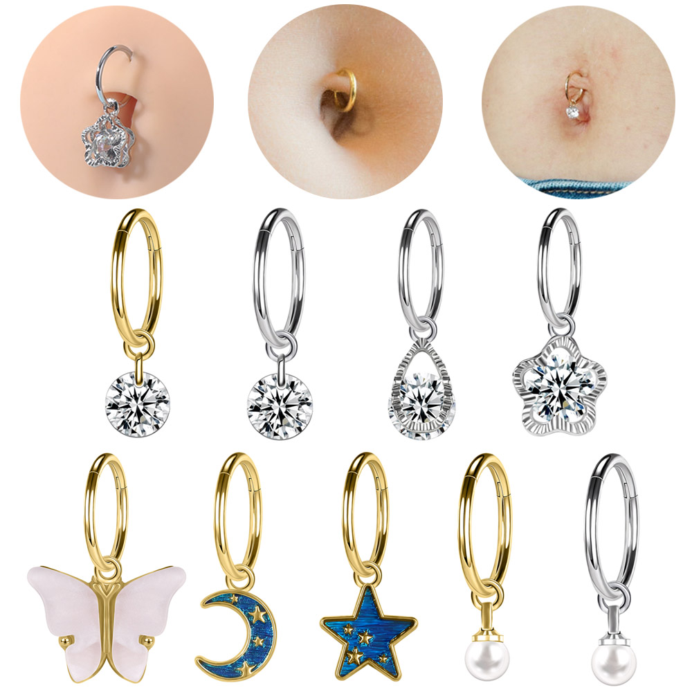 ZS 16G Gold Color Hoop Belly R - đánh giá và giá Body Jewelry Real Gold
