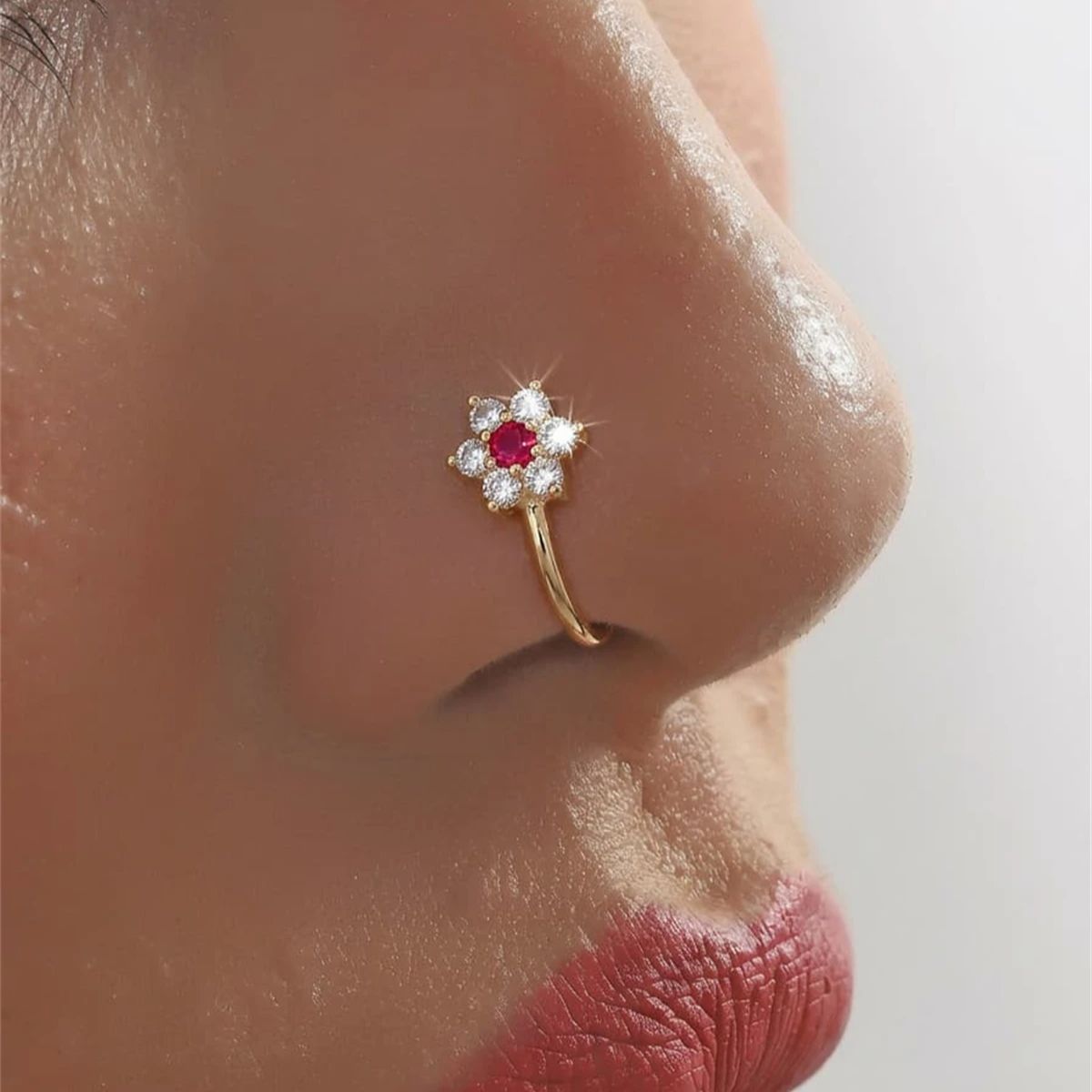 1PC Flower Shaped No Piercing  - đánh giá và giá Body Jewelry On Sale