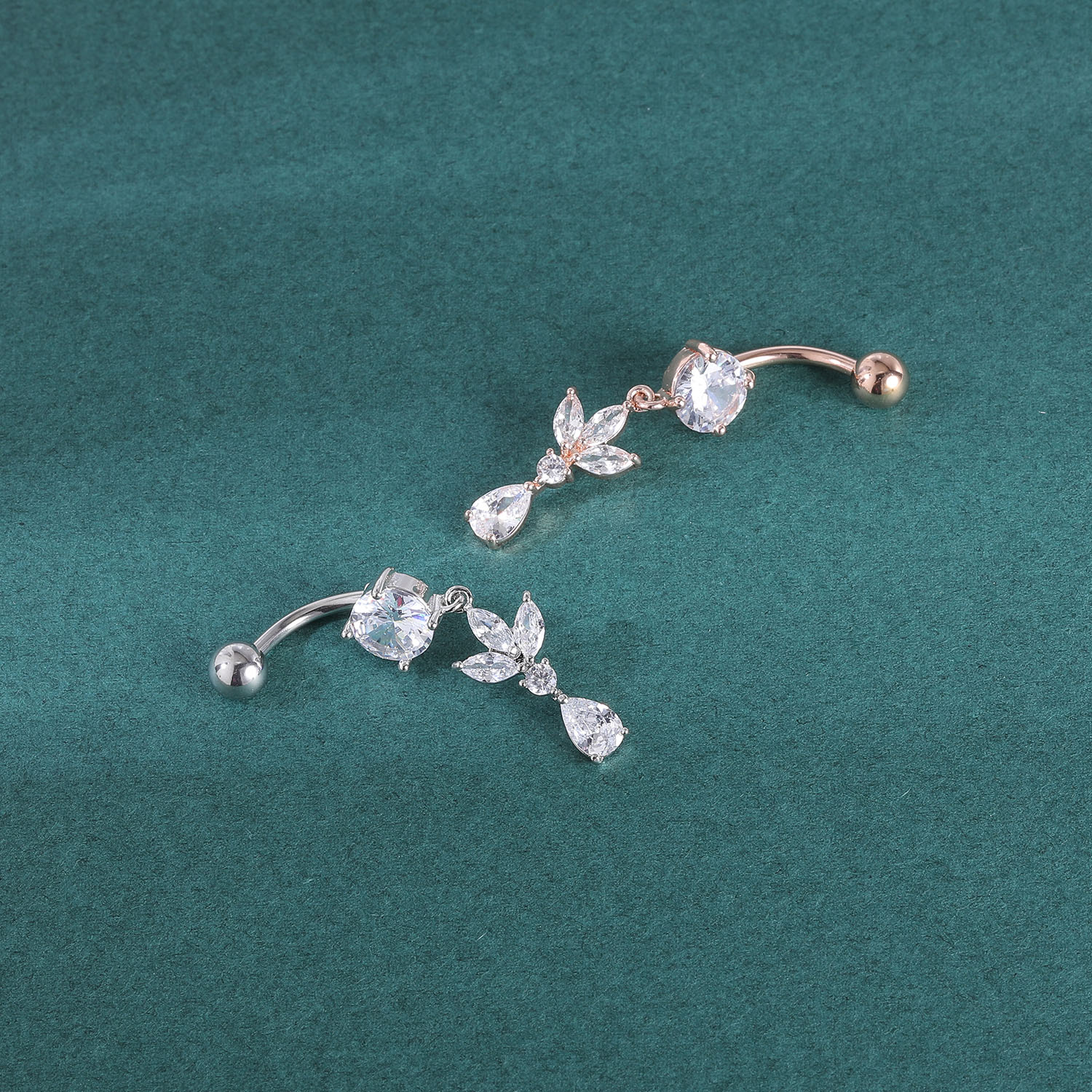 ZS 14G 1PC Zircon Flower Belly - đánh giá và giá Body Jewelry Real Gold