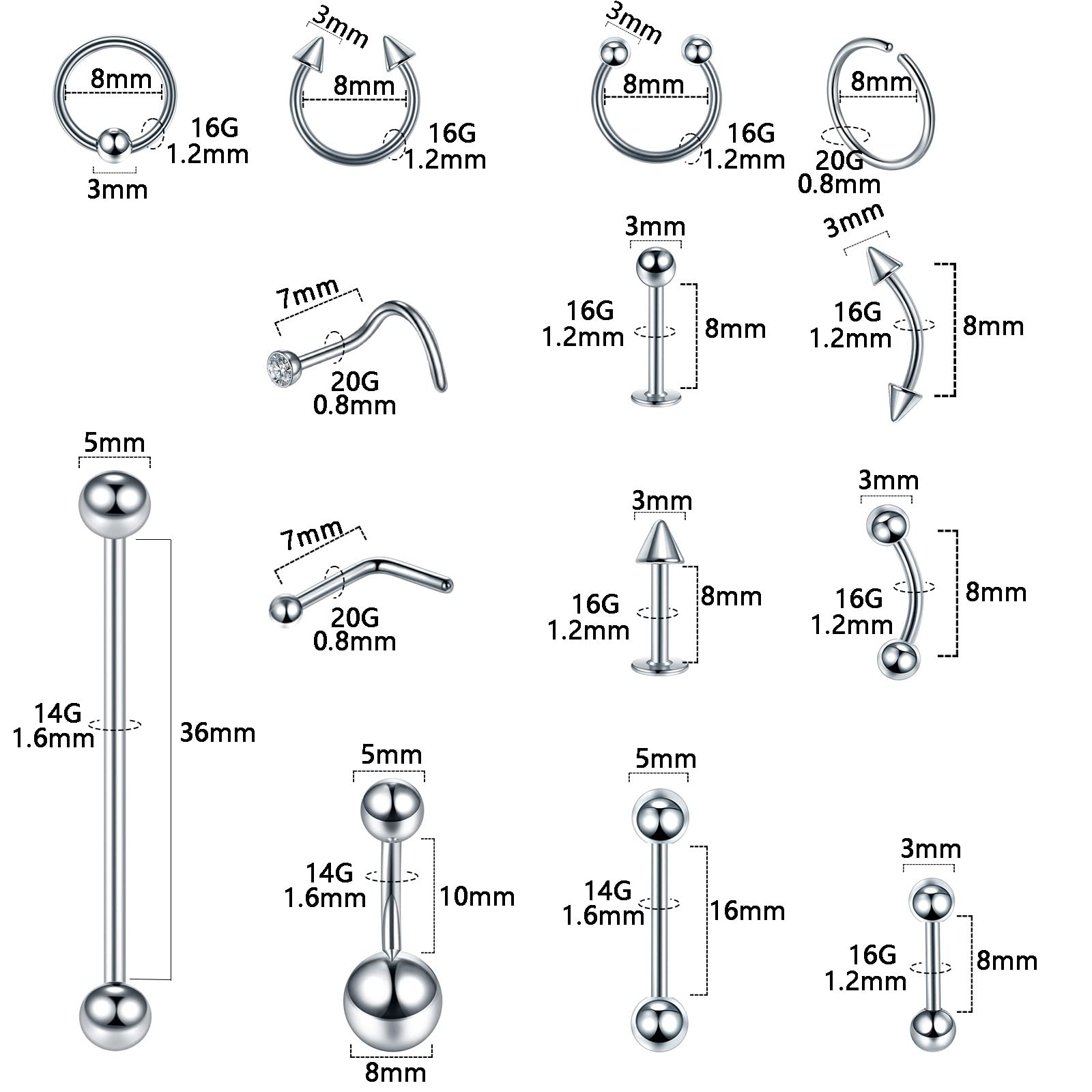 Body Piercing Surgical Steel 1 - đánh giá và giá Body Jewelry Septum