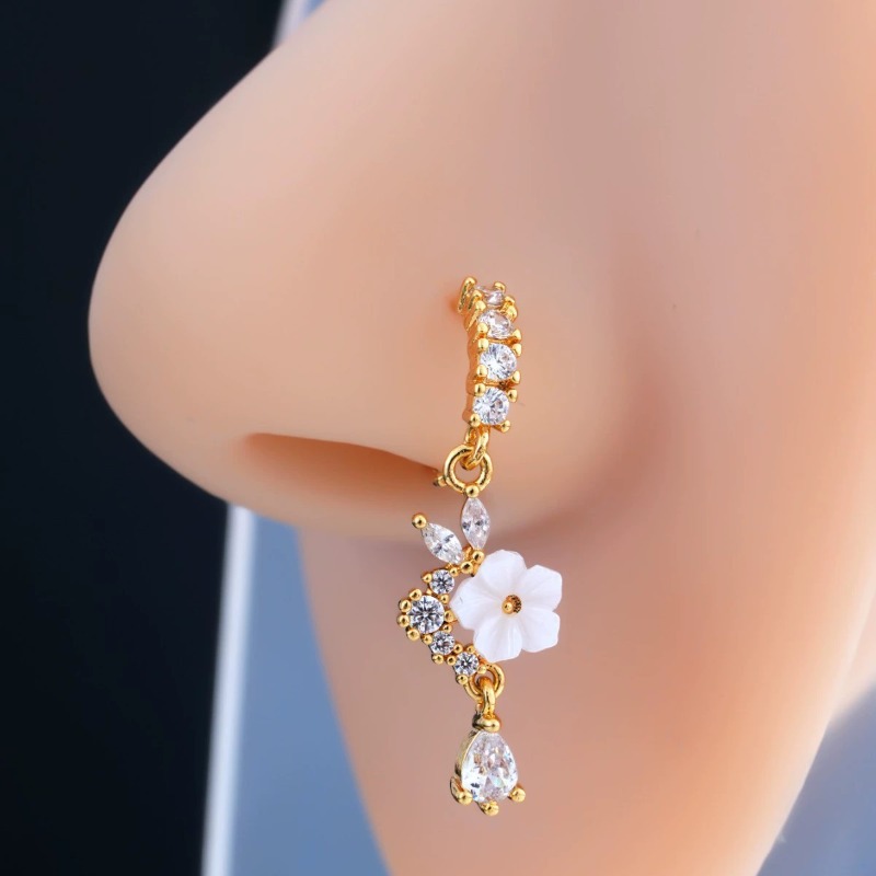 Stylish Floral Zircon Nose Hoo - đánh giá và giá Body Jewelry Septum